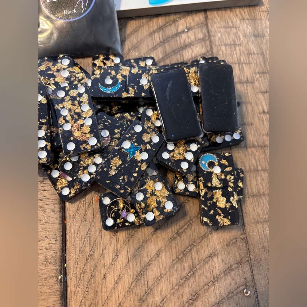 Handmade Black and Gold Domino Set